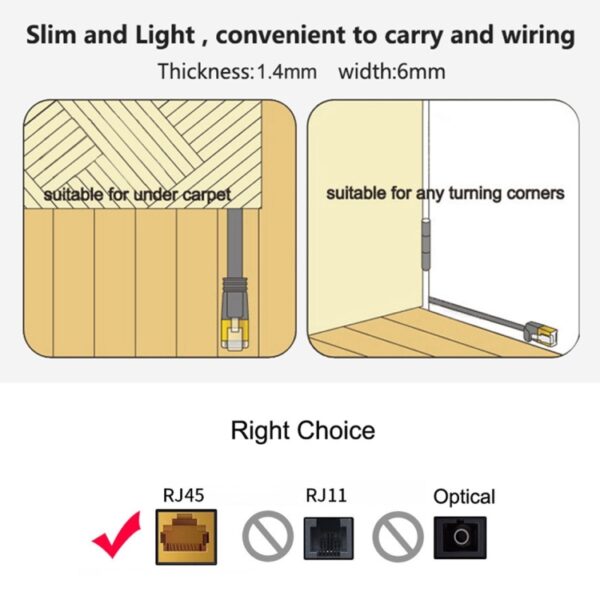 REXLIS 2 m CAT6 intrekbare platte RJ45 Ethernet-netwerk LAN-kabel, Length: 2m - Afbeelding 6