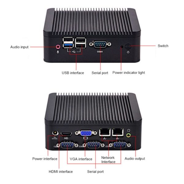 Mini industriële besturings-pc zonder ventilator met 4 USB-poorten en RS-232 COM-poort, 8 GB RAM, Intel Celeron N2920 2,0 GHz Quard Core, ondersteuning voor Bluetooth 4.0 en 2.4G / 5.0G dual-band WiFi - Afbeelding 5