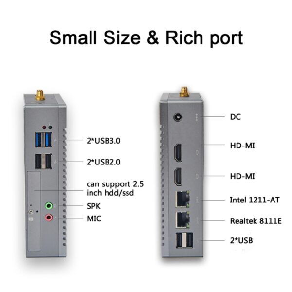 K660S Windows en Linux System Mini PC, Intel Celeron Processor N2840 Quad-Core 1.83- 2.25GHz, 2GB RAM + 32GB SSD - Afbeelding 6