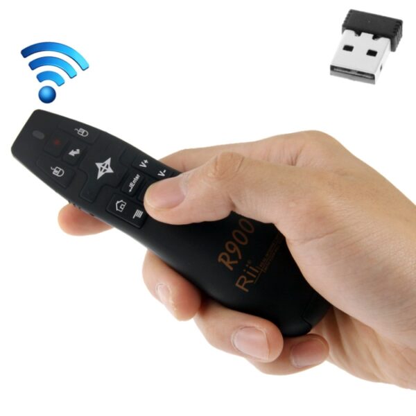 2.4G Wireless Presenter Laser Pointer Fly Mouse Rii Professional Air Mouse R900 voor HTPC / Android TV BOX / PS3 / XBOX360 / Tablet PC (K14 R900) (Zwart) - Afbeelding 2