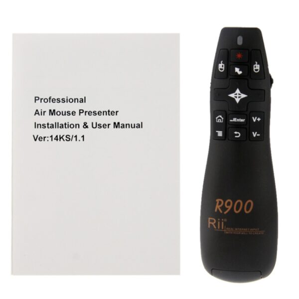 2.4G Wireless Presenter Laser Pointer Fly Mouse Rii Professional Air Mouse R900 voor HTPC / Android TV BOX / PS3 / XBOX360 / Tablet PC (K14 R900) (Zwart) - Afbeelding 7