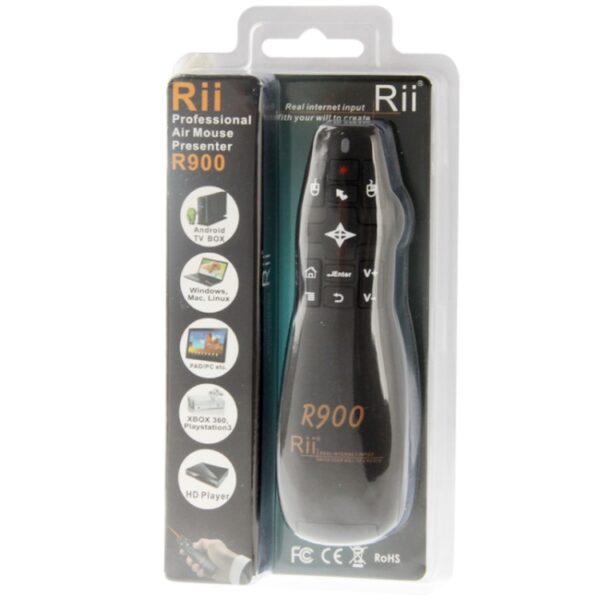 2.4G Wireless Presenter Laser Pointer Fly Mouse Rii Professional Air Mouse R900 voor HTPC / Android TV BOX / PS3 / XBOX360 / Tablet PC (K14 R900) (Zwart) - Afbeelding 8