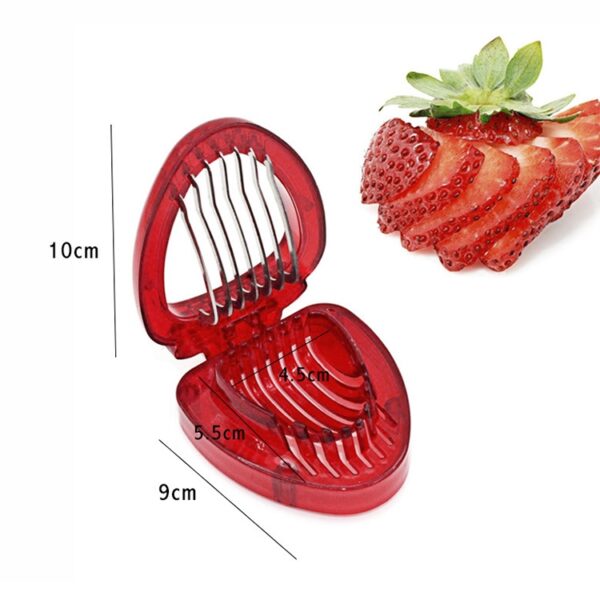 Keukengereedschap Kunststof Aardbeiensnijder Fruitmes met roestvrijstalen mes (rood) - Afbeelding 3