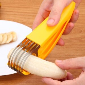 Kitchen Tool Banana Slicer Cutter Chopper voor Fruitsalade (Geel)