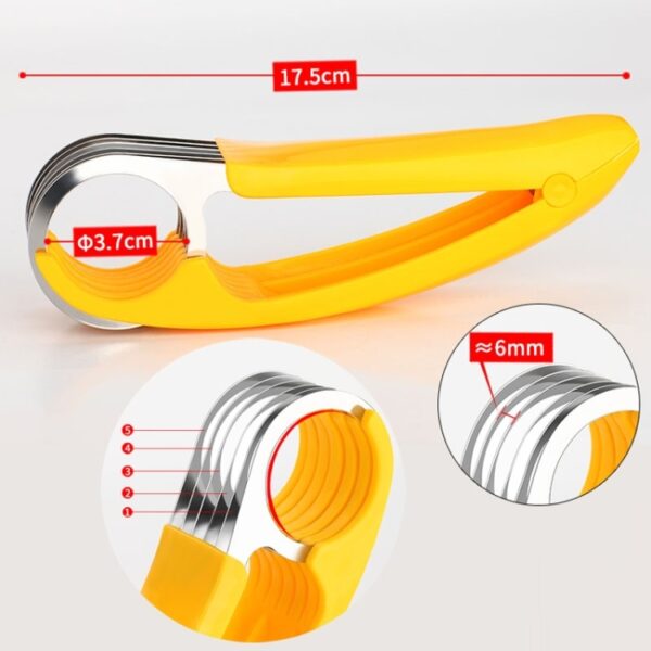 Kitchen Tool Banana Slicer Cutter Chopper voor Fruitsalade (Geel) - Afbeelding 2