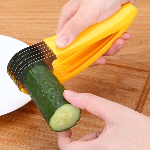 Kitchen Tool Banana Slicer Cutter Chopper voor Fruitsalade (Geel) - Afbeelding 4