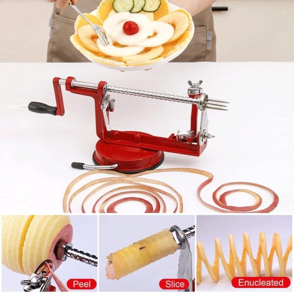 3 in 1 multifunctionele Fruit Peeling Snijden Steniging Peeler Machine (rood) - Afbeelding 5