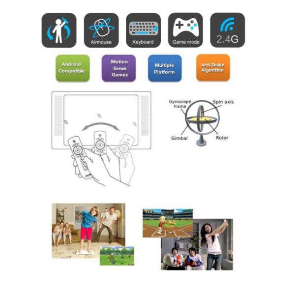 T2 Gyroscoop Mini Fly Air Mouse 2.4G Android-afstandsbediening 3D Sense Motion Stick voor desktop / laptop - Afbeelding 7