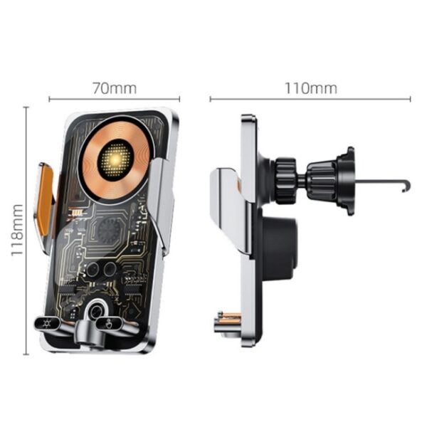 C1 Auto Draadloze 66W Snellader Telefoonhouder Infraroodsensor Punk Stijl, C1 Black, C1 Silver - Afbeelding 8