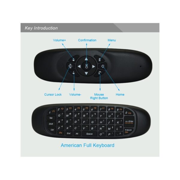 C120 2.4G mini-toetsenbord, draadloze afstandsbediening, muis met 3-gyro- en 3-zwaartekrachtsensor voor pc / HTPC / IPTV / Smart TV en Android TV Box enz. - Afbeelding 14