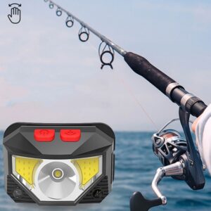 T09-COB LED Glare Koplamp Buitenverlichting USB Oplaadsensor Rood Licht Nacht Running Mini Vissen Koplamp