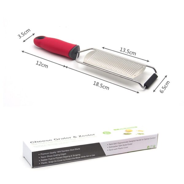 Kaasrasp Roestvrijstalen mes Kaasschaaf Citroenrasp Chocoladeschraapschaaf met beschermhoes, Cheese Grater (Black) - Afbeelding 3