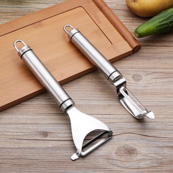 2 STUKS Roestvrijstalen dunschiller Fruitmes Schaafmachine Multifunctionele keukenschraper Aardappelschilmes, Triangular Planer, Bow Planer - Afbeelding 3
