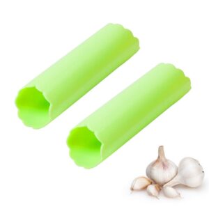 2 STUKS Keuken Peeling Knoflookpers Knoflook Dunschiller doet geen pijn aan de hand Siliconen Knoflook Dunschiller, Green, Red, Blue