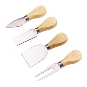 4 stks / set roestvrijstalen kaasmes bamboe handvat kaasschaaf houten handvat kaasmessen set cutter