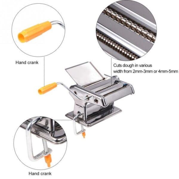 Huishoudelijke roestvrijstalen pasta Making Machine Manual Noodle Maker Spaghetti Handnijder - Afbeelding 4