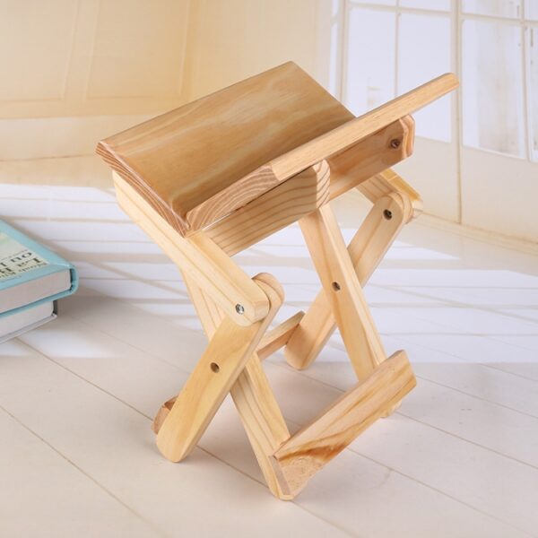 Draagbare eenvoudige grenen massief houten opvouwbare kruk buitenvisstoelkruk, Wooden Folding Stool - Afbeelding 2