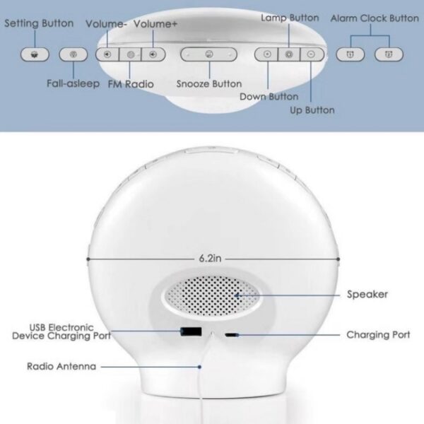 Alexa spraakgestuurde elektronische wekker Sunrise Wake Up Night Light Ondersteuning Smart APP Control,, UK Plug - Afbeelding 5