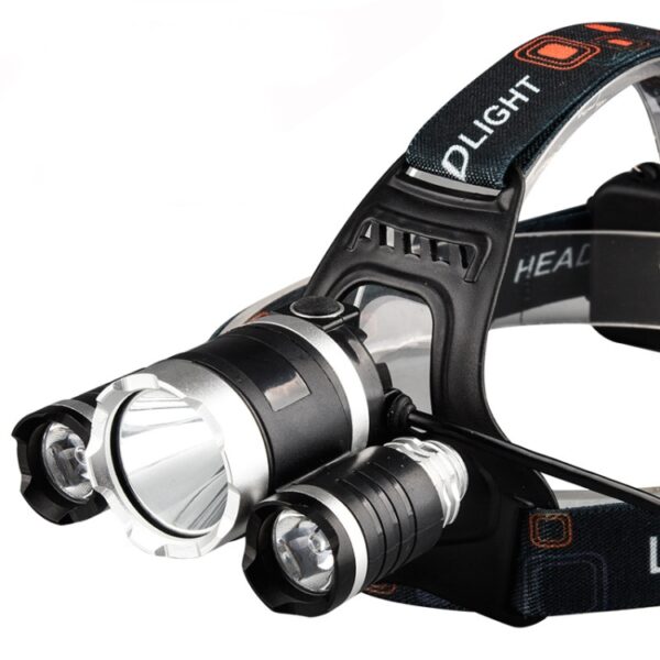 Sterk licht, oplaadbare langeafstandslamp met drie koppen, buitenvislamp, led-zaklamp op het hoofd, (3T6 Without Battery), (3T6 2 Batteries), (1T6 x 2XPE Without Battery), 2 Batteries+EU Plug - Afbeelding 3