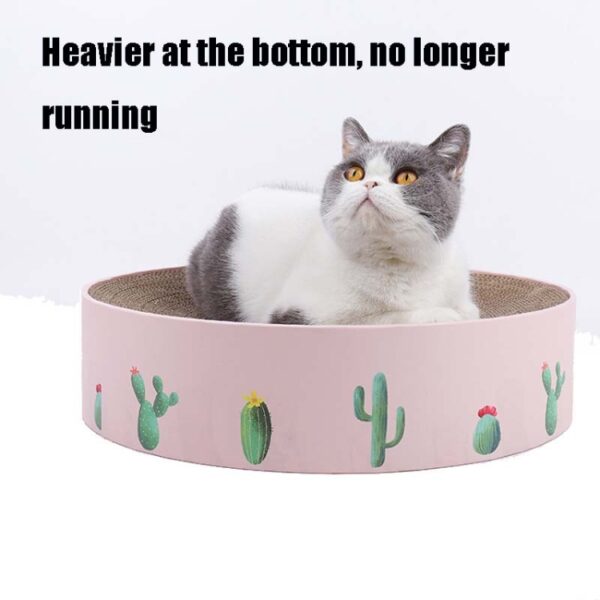 Rond gegolfd kattenkrabber klauwslijper speelgoedbed, Green 41x41x10cm, Pink 41x41x10cm, Green 36x36x8cm, Pink 36x36x8cm, Green 32x32x6cm, Pink 32x32x6cm, Paw Print 32x32x6cm, Paw Print 36x36x8cm, Paw Print 41x41x10cm, Blue Letters 41x41x10cm... - Afbeelding 3