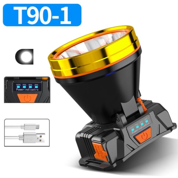 LED-nachtvissen Charge Head Light Outdoor Camping Fishing Miner Light Zoeklicht Op het hoofd gemonteerde zaklamp met laaddisplay, 32 Lamp Beads White Light, 32 Lamp Beads Yellow Light, 40 Lamp Beads White Light, 40 Lamp Beads Yellow Light - Afbeelding 7