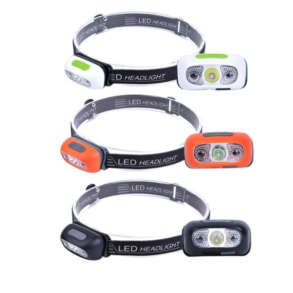 Smart Sensor Outdoor USB-koplamp LED Draagbare Sterke Nachtverlichting, Black 3W 100LM, White 3W 100LM, Orange 3W 100LM, Black 5W 140LM, White 5W 140LM, Orange 5W 140LM - Afbeelding 2