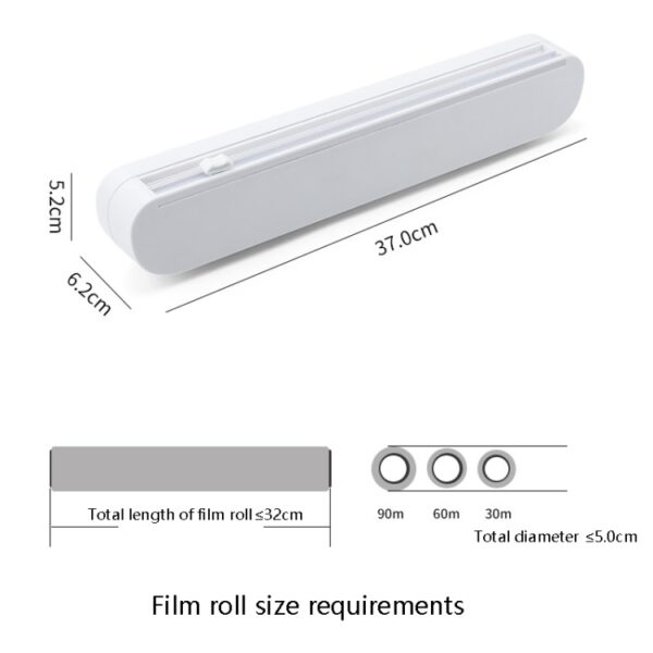 Zuignaptype Vershoudfoliesnijder Huishoudelijke plasticfolie Verstelbare opbergsnijdoos, Suction Cup Cling Film Cutter - Afbeelding 3