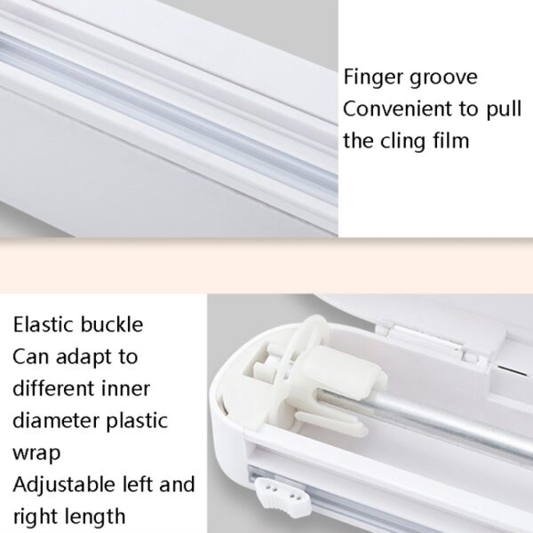 Zuignaptype Vershoudfoliesnijder Huishoudelijke plasticfolie Verstelbare opbergsnijdoos, Suction Cup Cling Film Cutter - Afbeelding 4