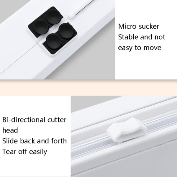 Zuignaptype Vershoudfoliesnijder Huishoudelijke plasticfolie Verstelbare opbergsnijdoos, Suction Cup Cling Film Cutter - Afbeelding 5