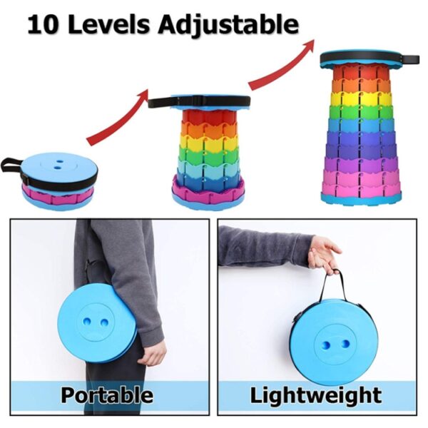 Outdoor Opvouwbare Telescopische Kruk Draagbare Visstoel, 45cm(Rainbow) - Afbeelding 3