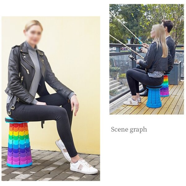 Outdoor Opvouwbare Telescopische Kruk Draagbare Visstoel, 45cm(Rainbow) - Afbeelding 5