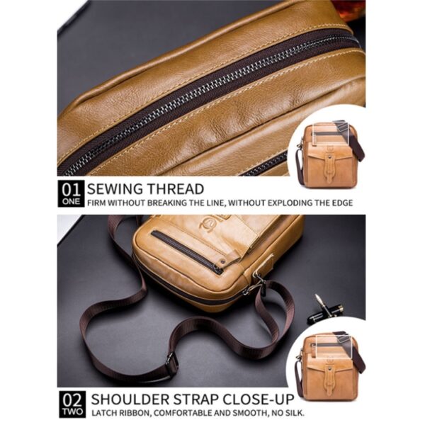 BUFF CAPTAIN 053 Leren schoudertas voor heren, eerste laag koeienhuid, aktetas met grote capaciteit, specificatie:, Large (Yellow Brown), Small (Yellow Brown), Large (Black), Small (Black), Large (Dark Brown), Small (Dark Brown) - Afbeelding 5
