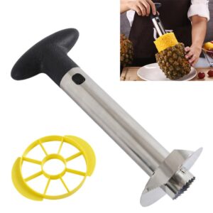 2 stuks roestvrijstalen ananasschiller snijmachines fruitsnijder keukengereedschap, Pineapple Corer Slicer (Black handle), Pineapple Corer Slicer (Yellow handle)