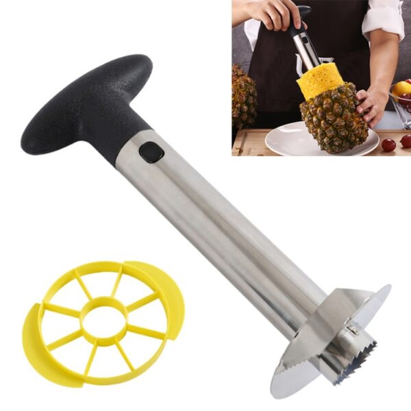 2 stuks roestvrijstalen ananasschiller snijmachines fruitsnijder keukengereedschap, Pineapple Corer Slicer (Black handle), Pineapple Corer Slicer (Yellow handle)