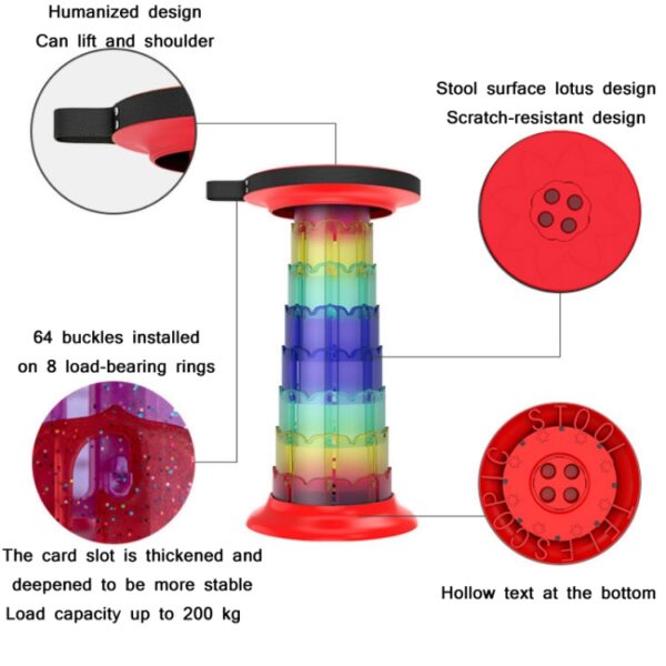 Outdoor draagbare Lotus verhoogde opvouwbare telescopische kruk, 52cm(Black), 52cm(Red), 52cm(Orange), 52cm(Yellow), 52cm(Blue), 52cm(Green), 52cm(Purple), 52cm(Shining Red), 52cm(Shining Blue), 52cm(Shining Orange) - Afbeelding 3