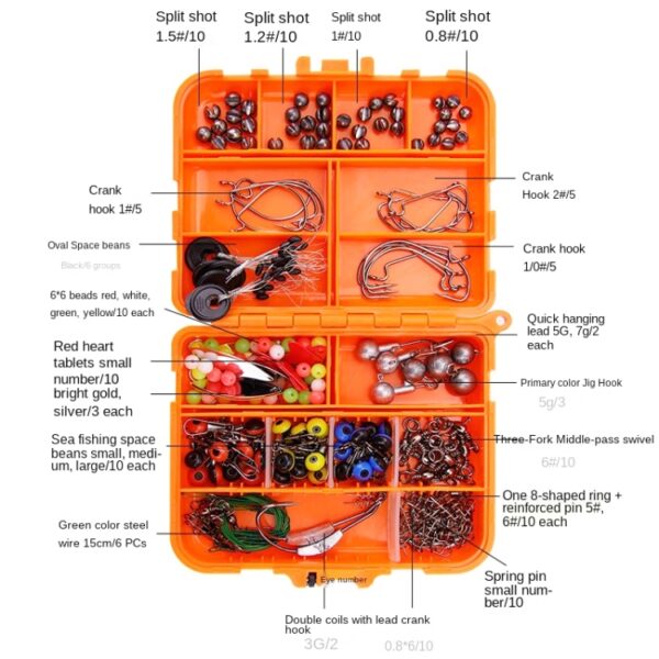 Set van 213 stuks / set Road Squid Hook-accessoireset, 213 PCS / Set (Orange), 213 PCS / Set(Black) - Afbeelding 3
