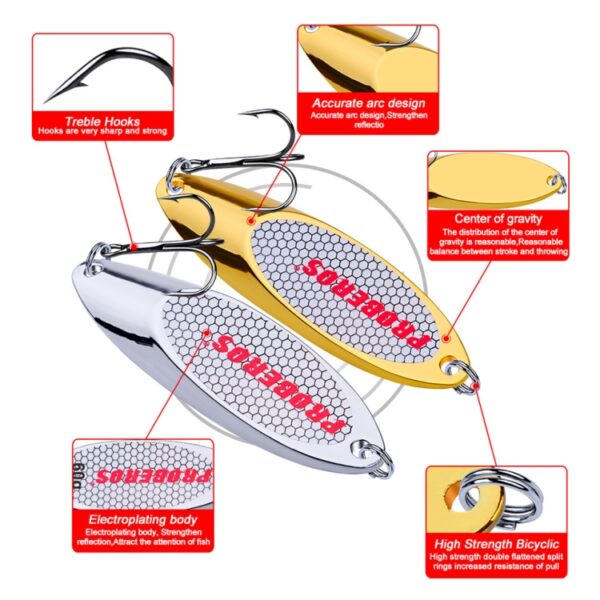 PROBEROS DW342 Kunstaas VIB metalen pailletten, 2 PCS 3g, 5 PCS 7g, 5 PCS 10g, 2 PCS 14g, 2 PCS 18g, 21g, 2 PCS  28g, 32g, 2 PCS  35g, 40g, 2 PCS 50g, 60g - Afbeelding 2