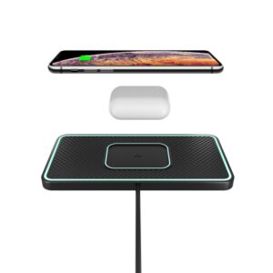C1-PRO 2 in 1 auto draadloos opladen antislip pad met licht voor AirPods / iPhone, C1PRO Black