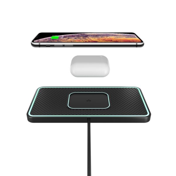 C1-PRO 2 in 1 auto draadloos opladen antislip pad met licht voor AirPods / iPhone, C1PRO Black