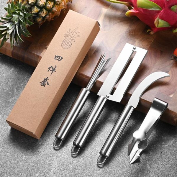 2 sets 4 in 1 roestvrij staal ananas mes fruit mes suikerriet dunschiller