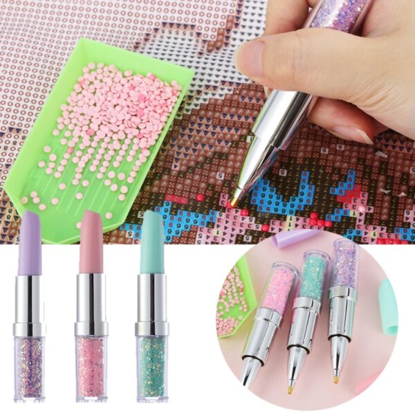 3 PCS Lippenstift Styling 5D Diamanten Schilderij Pennen Borduren Naaien Accessoires, Diamonds Painting Pens