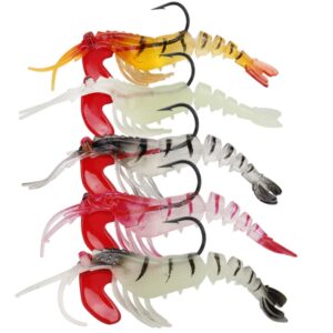 Multi-sectie Lood Hoofd Zachte Garnalen Nep Aas Zoetwater Zee Vissen Lokken, 5 Color / Set