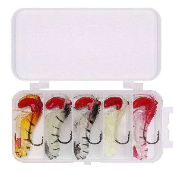 Multi-sectie Lood Hoofd Zachte Garnalen Nep Aas Zoetwater Zee Vissen Lokken, 5 Color / Set - Afbeelding 2