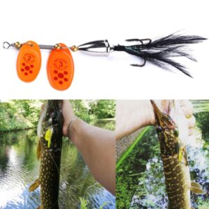 4 STKS HENGJIA SP304 6.5 cm 13g Veer Haak Roterende Pailletten Road Lokken Aas, SP304 Orange Red, SP304 Black, SP304 Yellow