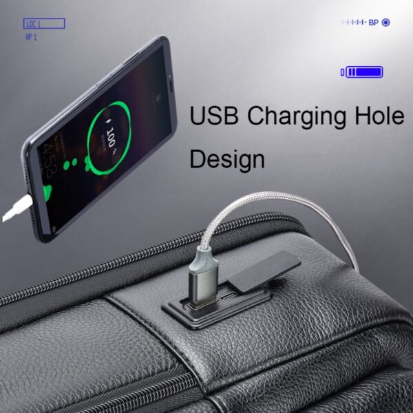Bopai 61-70111 Koeienhuid Waterdichte antidiefstalrugzak met meerdere compartimenten en USB-oplaadopening, 61-70111 - Afbeelding 5