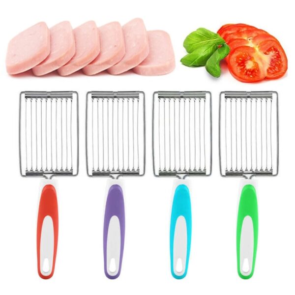 Tomaat Luncheon Meat Slicer Antislip roestvrijstalen fruitsnijder, Fruit Cutter(Orange), Fruit Cutter(Purple), Fruit Cutter(Blue), Fruit Cutter(Green) - Afbeelding 2