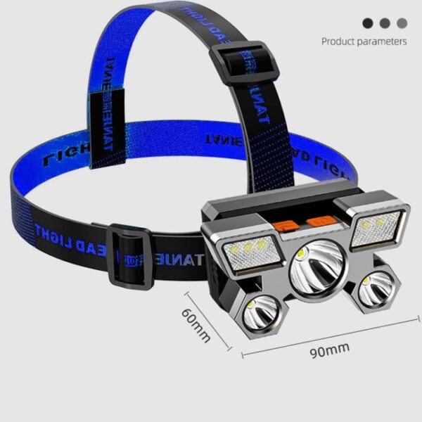LED vijfkoppige vliegtuiglamp USB oplaadbare koplamp Mijnbouwlamp - Afbeelding 2