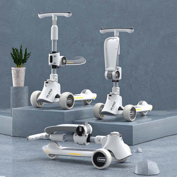 MIJIAQI 01 3-in-1 multifunctionele opvouwbare kinderscooter met muziek en verlichting, specificatie:, White Seat, Gray Seat, Pink Seat, Blue Seat, White, Gray, Pink, Blue - Afbeelding 2