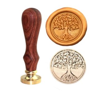 Levensboom Lakzegel Stempel Retro Messing Hoofd Houten Handvat Verwijderbare Afdichtingsstempel
