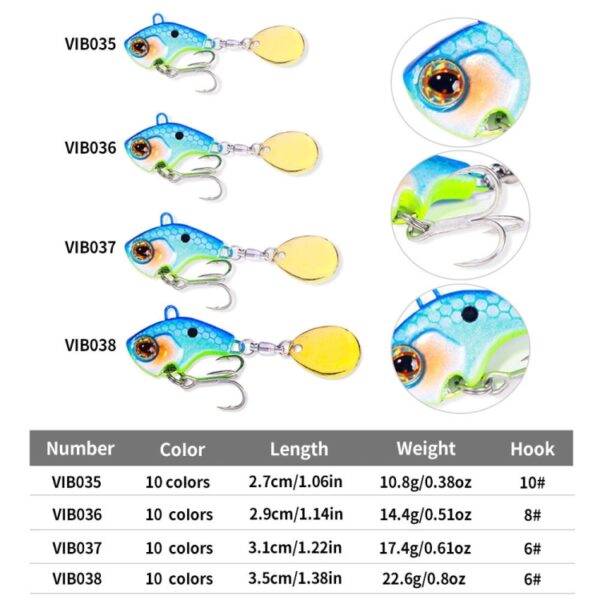 HENGJIA VIB035 Kleine Wervelwind Pailletten Nep Aas Zinkend Water VIB Kunstaas, 9g, 13g, 16g, 22g - Afbeelding 4